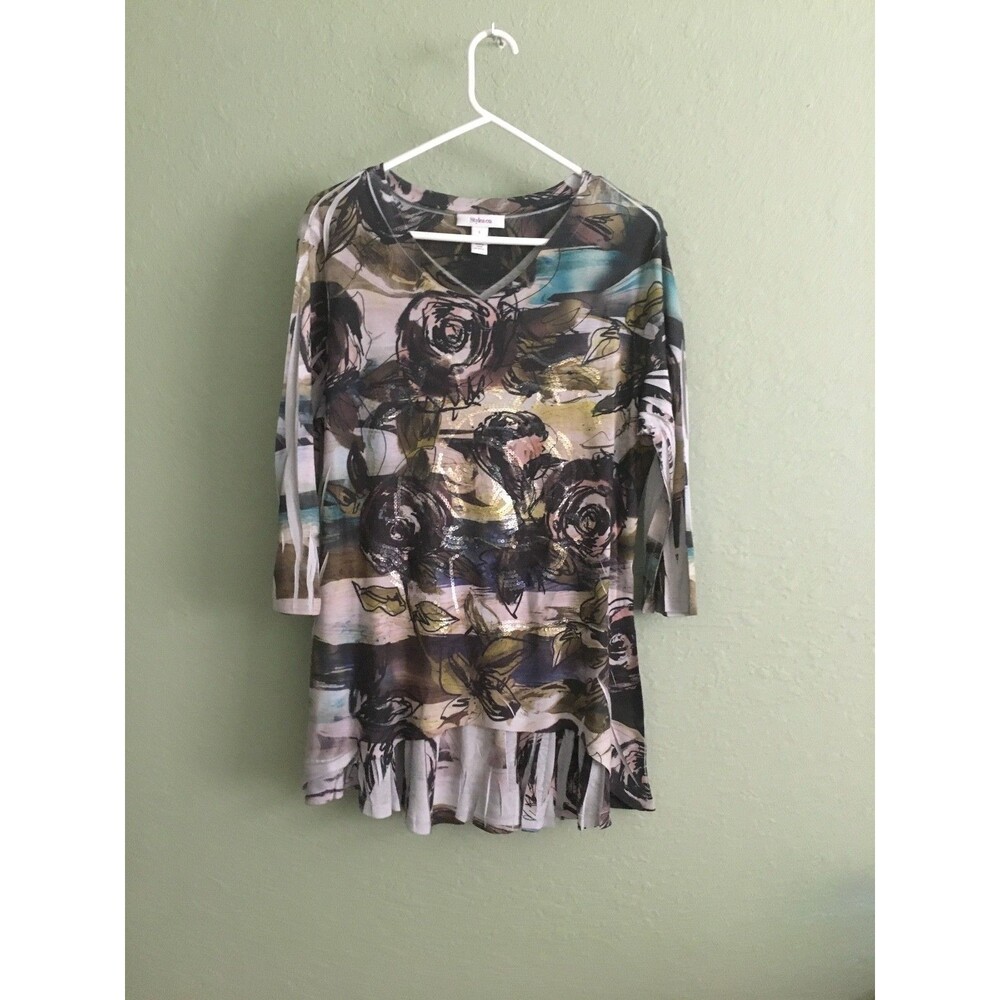 Style & Co. High Low 3/4 Sleeves Geometric Print Tunic Size L